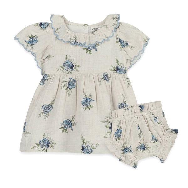 Katarina Floral Baby Dress + Bloomer (Linen Blend): Multi-Floral