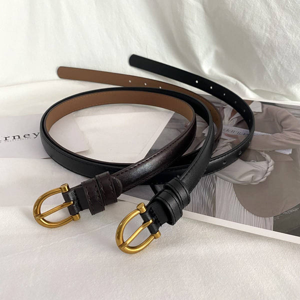 RETRO FASHION SIMPLE DECORATIVE THIN BELT_CWABE0662: Black / (OS) 2 - Lulu Bella Boutique