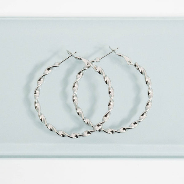 18K Gold PVD Stainless Steel Twist Hoop Earrings: Gold / 40mm