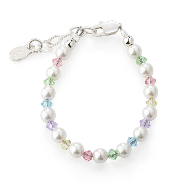 Sterling Silver Multi Crystal Pearl Baby & Kids Bracelet: Large 6-12 Years - Lulu Bella Boutique