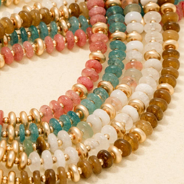 Semi Precious Stone Disc Beaded Necklace: LMUL