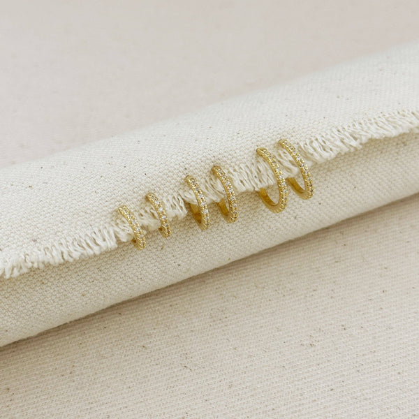 18k Gold Filled Thin Line Cubic Zirconia C Hoop Earrings: 18mm - Lulu Bella Boutique