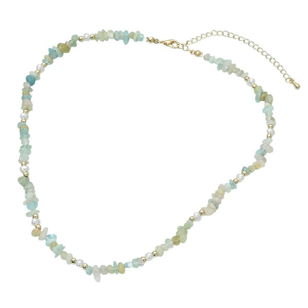 Natural Stone Pearl Beaded Chain Necklace