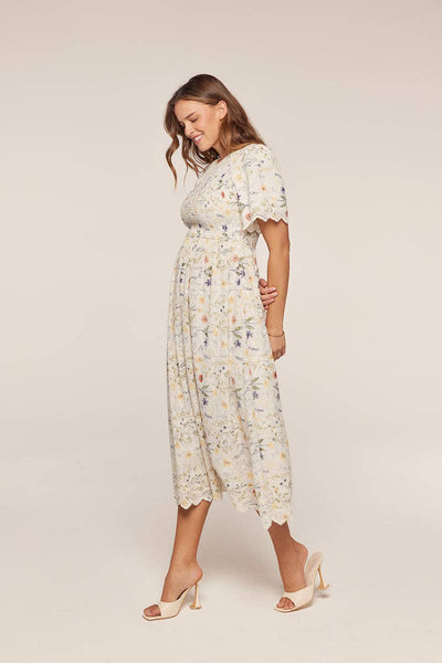Embroidered Floral Dress: CREAM / S - Lulu Bella Boutique