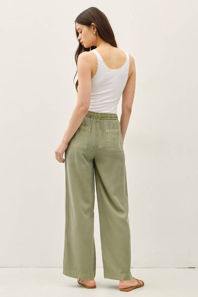 TENCEL WIDE LEG PANTS: SAGE OLIVE / S - Lulu Bella Boutique
