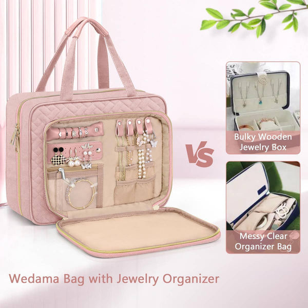 WOMEN HANGING TRAVEL TOILETRY BAG_CWAB2352: Pink / (OS) 1 - Lulu Bella Boutique