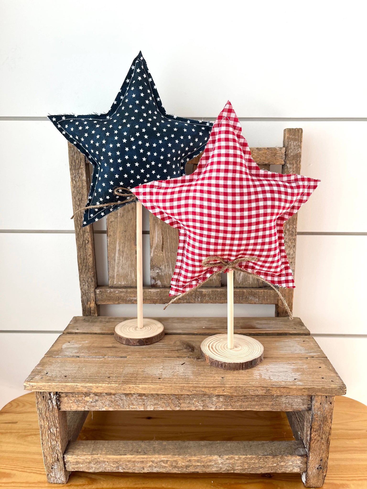 2pc. Rustic 4th of July Star Set - Red Gingham - Lulu Bella Boutique