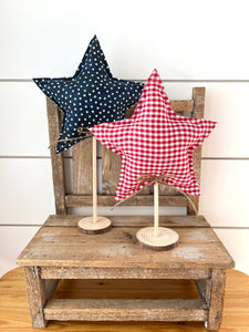 2pc. Rustic 4th of July Star Set - Red Gingham - Lulu Bella Boutique