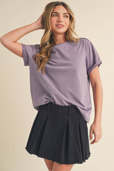 8314DN Mali Baby Tee Short Sleeve Top 1: Plum / Contemporary / S - Lulu Bella Boutique