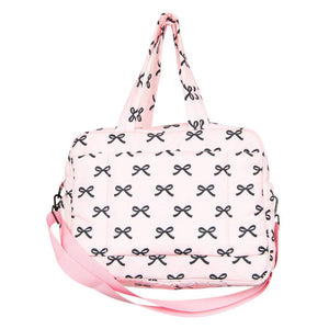 Black & Pink Mini Bows Duffel Weekender w/ Pass-Thru Slip: Light Pink