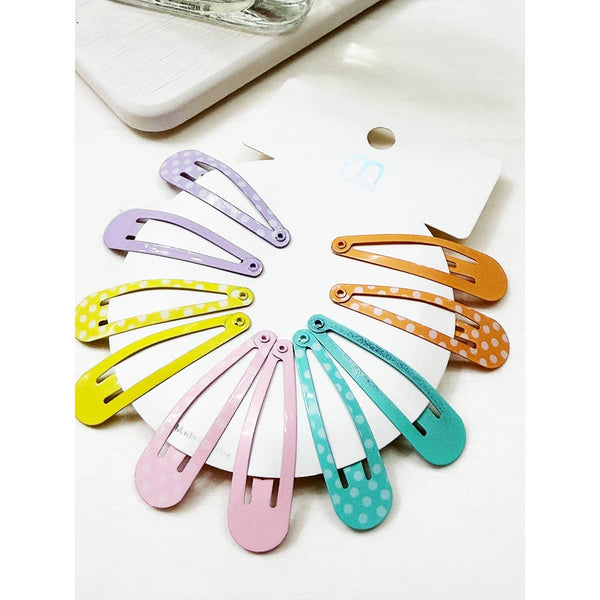 Variety Polkadot and Solid Mixed Snap Clip Set: MIX COLOR / ONE(12) - Lulu Bella Boutique