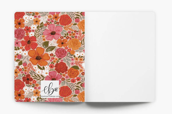 Rosewood Blooms Layflat Lined Journal Notebook 8.5x11in.