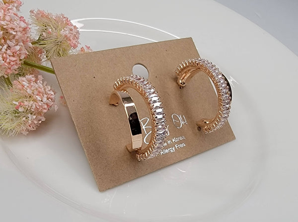 DOUBLE HOOP EARRINGS.: Rose Gold