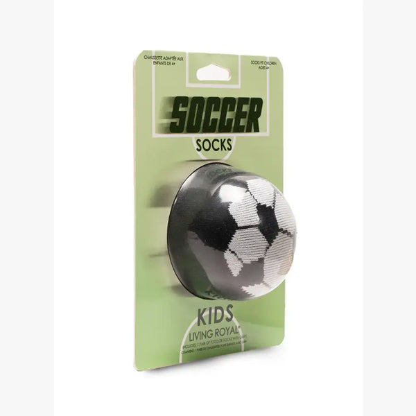 3D Packaged Crew Socks - Kids - Soccer Ball - Black