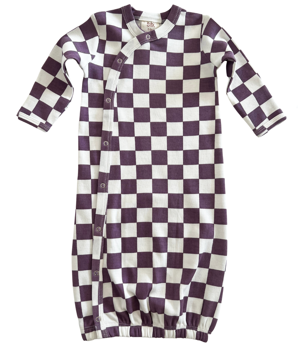 Berry Cheesecake Checkerboard / Organic Gown: ONE SIZE