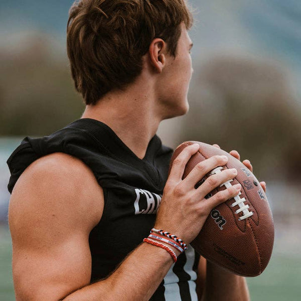 "Game Day" Red, Black & White Hair Tie Bracelets: Medium