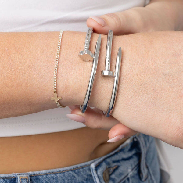 18K Gold PVD Stainless Steel Nail Bangle : Gold - Lulu Bella Boutique