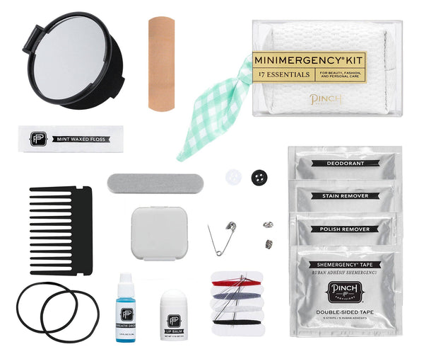 Gingham Scarf Minimergency Kit: White Basketweave Blue Gingham - Lulu Bella Boutique