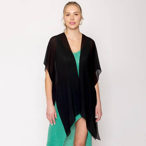 Solid Chiffon Ruana Poncho: Black - Lulu Bella Boutique