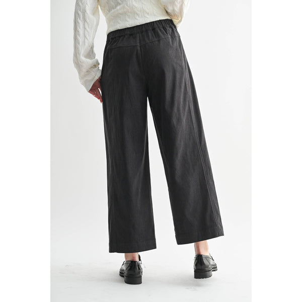CORDUROY WIDE LEG PANTS: Charcoal - Lulu Bella Boutique
