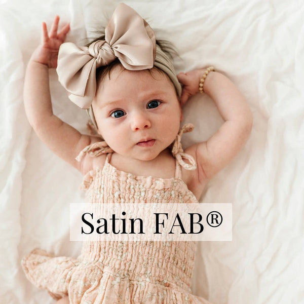 Baby Bling® Satin FAB® soft nylon headband with satin bow: Mushroom - Lulu Bella Boutique