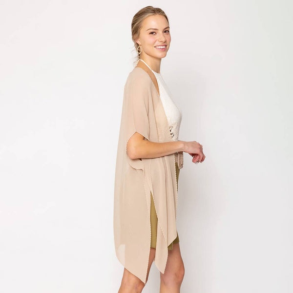 Solid Chiffon Ruana Poncho: Tuape - Lulu Bella Boutique