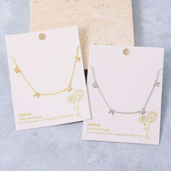 Dainty Mama Print Charm Necklace: G - Lulu Bella Boutique