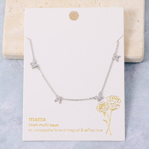 Dainty Mama Print Charm Necklace: G - Lulu Bella Boutique