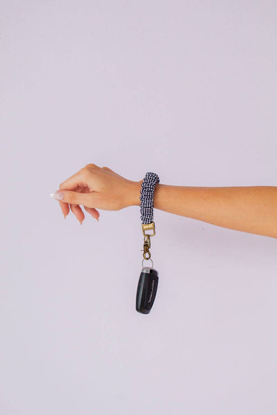 Inky Black Gingham Keychain