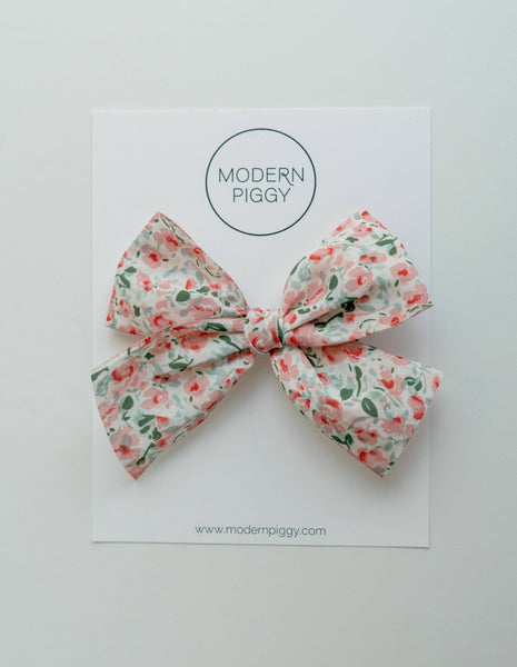 Spring Garden-Pink | Hand-tied Bow: Alligator Clip - Lulu Bella Boutique