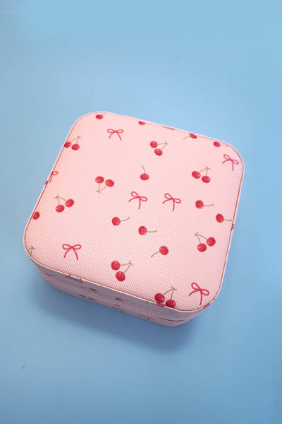 DESIGNED JEWELRY ORGANIZER TRAVEL BOX CASE | 40P552: CHERRY BOW PINK - Lulu Bella Boutique