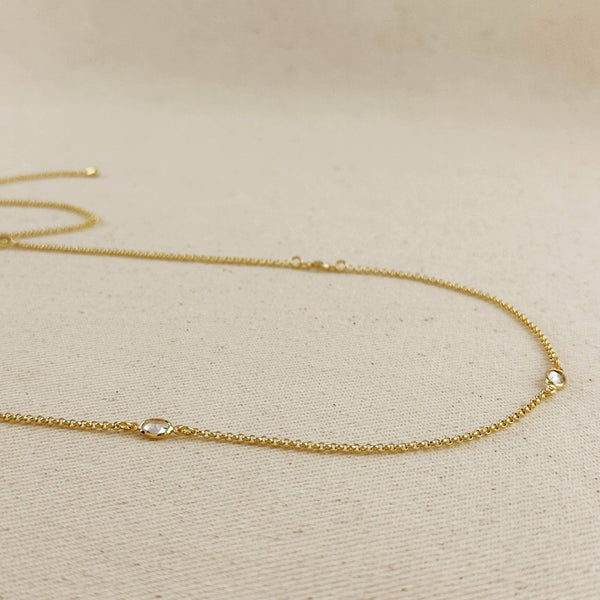 18k Gold Filled Oval CZ Bezel Belly Chain - Lulu Bella Boutique