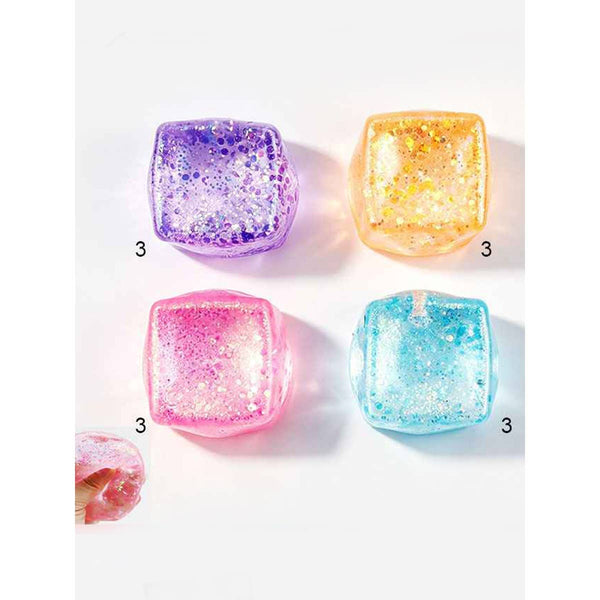 Viral Glitter Ice Cube Squishy Toy: MIX COLOR