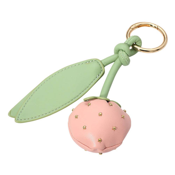 Faux Leather Plush Strawberry Keychain / Bag Charm: Red - Lulu Bella Boutique