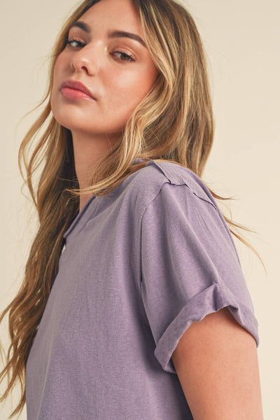 8314DN Mali Baby Tee Short Sleeve Top 1: Plum / Contemporary / S - Lulu Bella Boutique