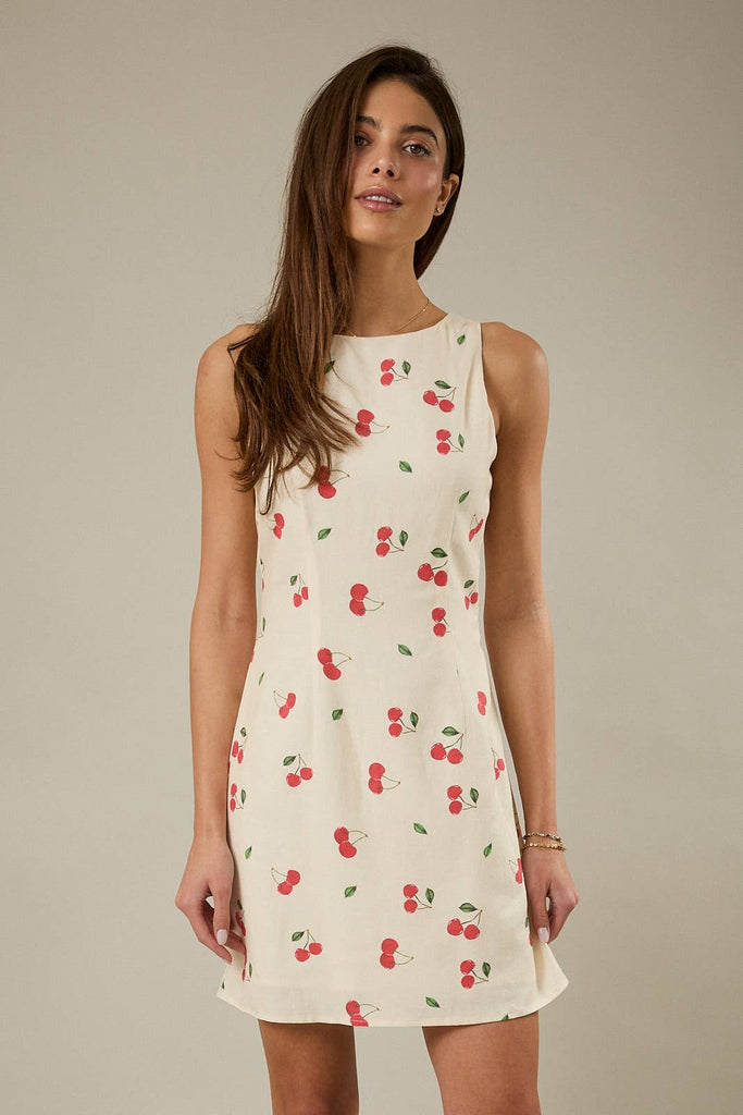 cherry print mini dress Famala Mini Dress in Cherries Black