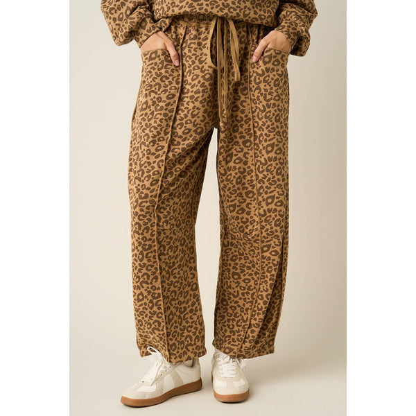 Leopard Print Barrel Pants Sweat Set