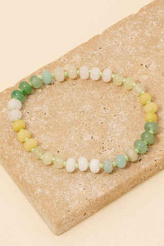 Gradient Stone Beaded Elastic Bracelet: GNM - Lulu Bella Boutique