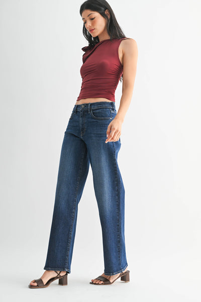 Loose Straight w/ Regular Hem - DARK DENIM - BP484J: 24 - Lulu Bella Boutique