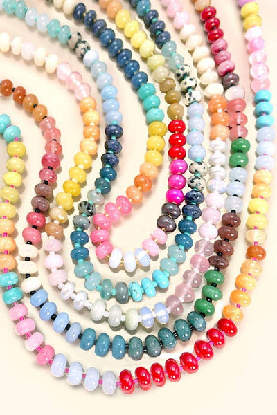 NATURAL AGATE GLASS SEMI PRECIOUS BEAD NECKLACE | 80N896: 3C - Lulu Bella Boutique