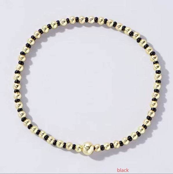 BOHO COLORFUL BALL BEADED BRACELET | 40B5223: Black - Lulu Bella Boutique