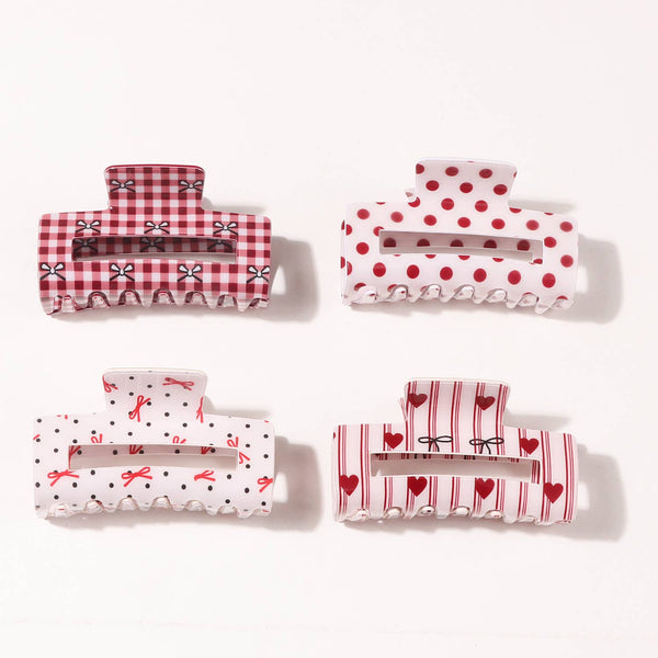 Cute Polka Dot & Checkered Hair Claw Clip: Love - Lulu Bella Boutique