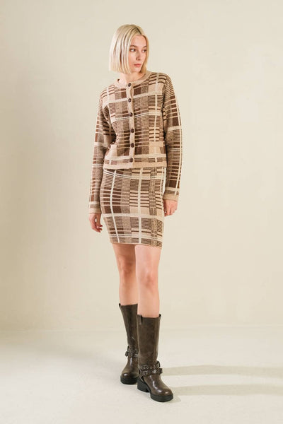 Sweater Knit Cardigan: TAUPE BROWN