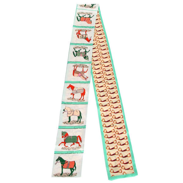 HORSE FRAME SKINNY SCARF, WLLS 184: GRN - Lulu Bella Boutique