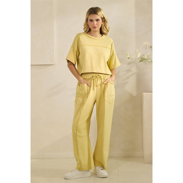 Cropped Lounge Set: Yellow / M - Lulu Bella Boutique