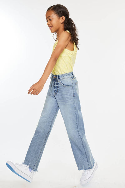 YOUTH OPEN PACK HIGH RISE SLIM WIDE JEANS-YC2565L: LIGHT / 5 - Lulu Bella Boutique