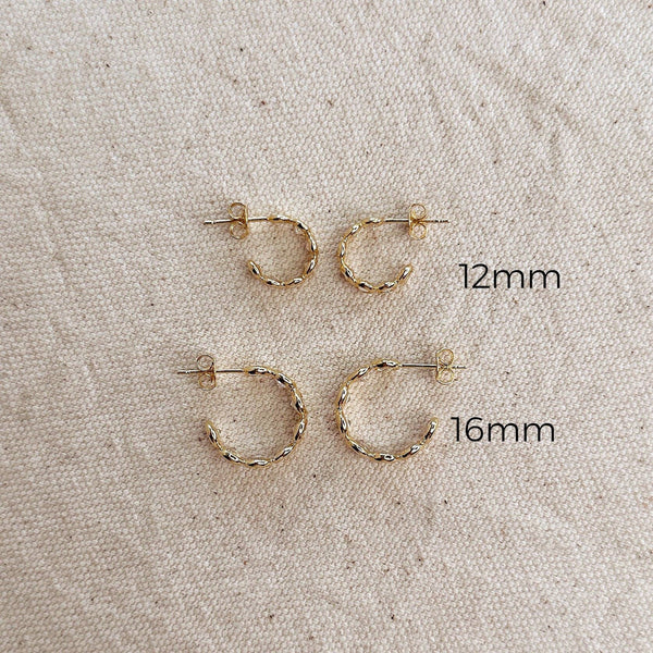 Bezel CZ C- Hoop Earrings: 16mm