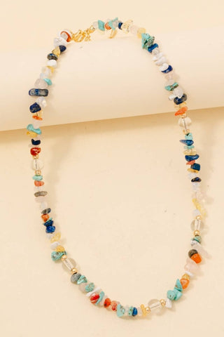 Pebble Stone Beaded Necklace: GDMU - Lulu Bella Boutique