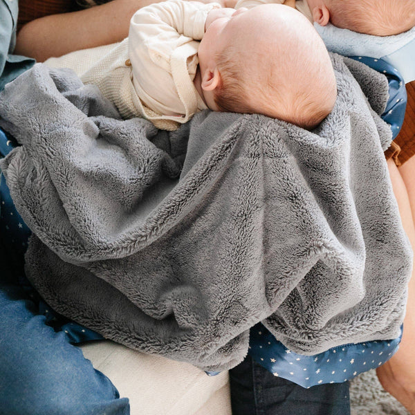 SATIN BORDER RECEIVING BLANKETS: Gray - Lulu Bella Boutique