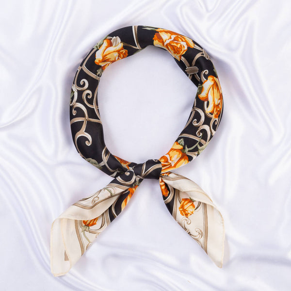 FLOWER SILKY BANDANA NECK SCARF, DS 31161: ORN - Lulu Bella Boutique